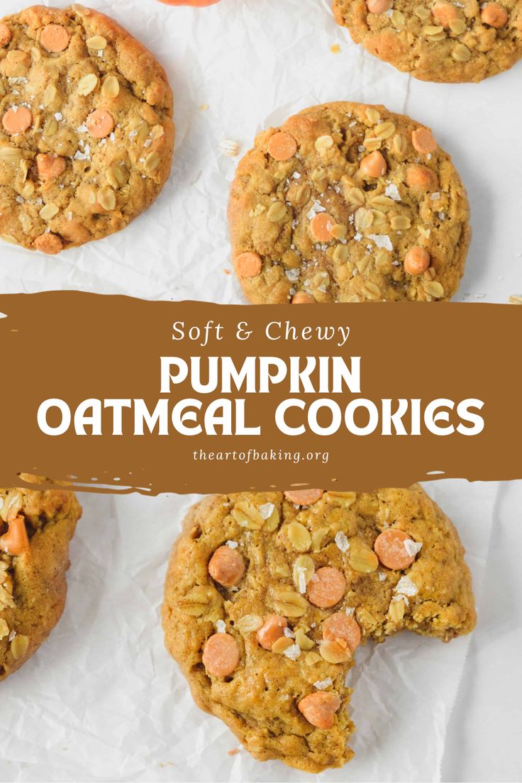 soft and chewy pumpkin oatmeal cookies are the perfect treat for fall