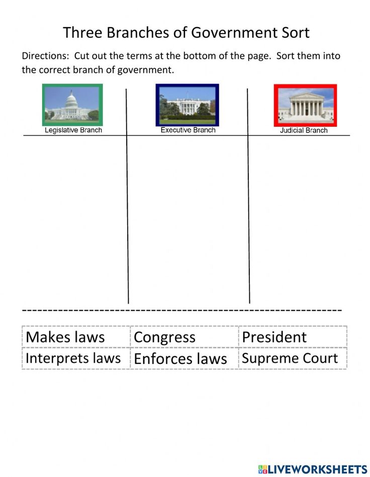 three branches of government that are labeled in red, white and blue