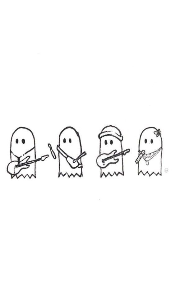 four cartoon characters are lined up in the same line, one is holding a knife