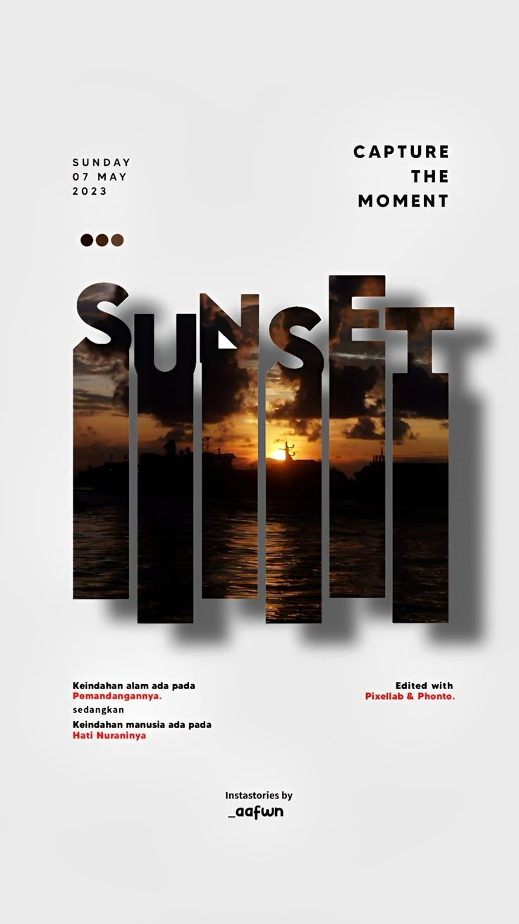 an advertisement for the sun set festival, with text that reads capture the moment and it is