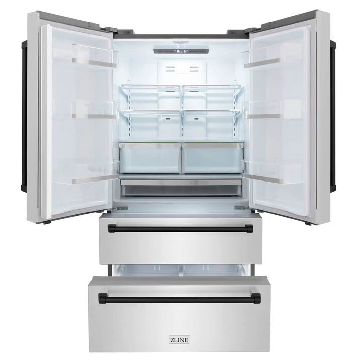 an open refrigerator and freezer combo with the doors wide open