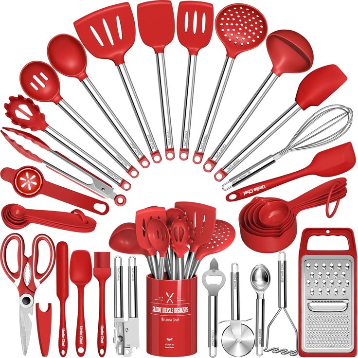 a collection of kitchen utensils arranged in a circle