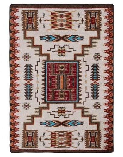 an area rug with different colors and designs