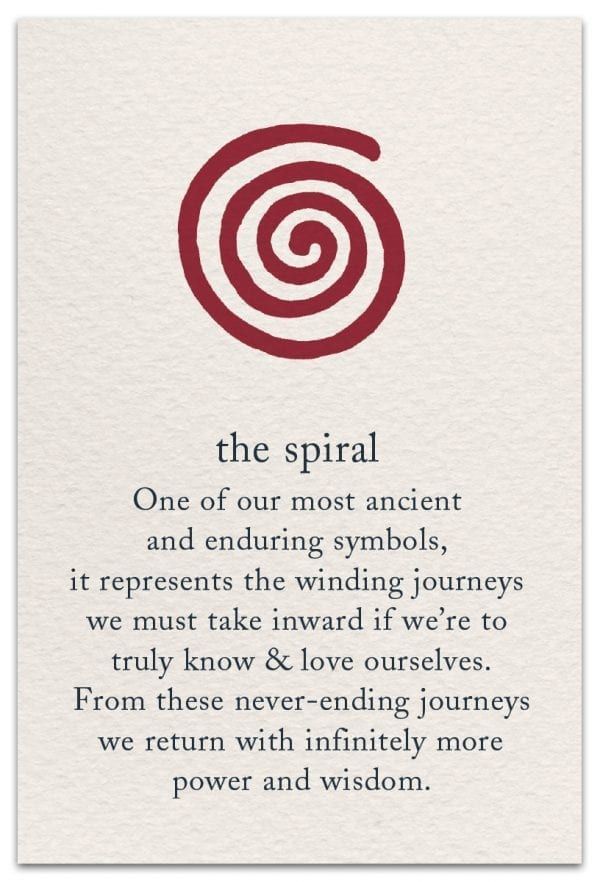 a card with an image of a spiral on it and the words, one of our most ancient and entwined symbols