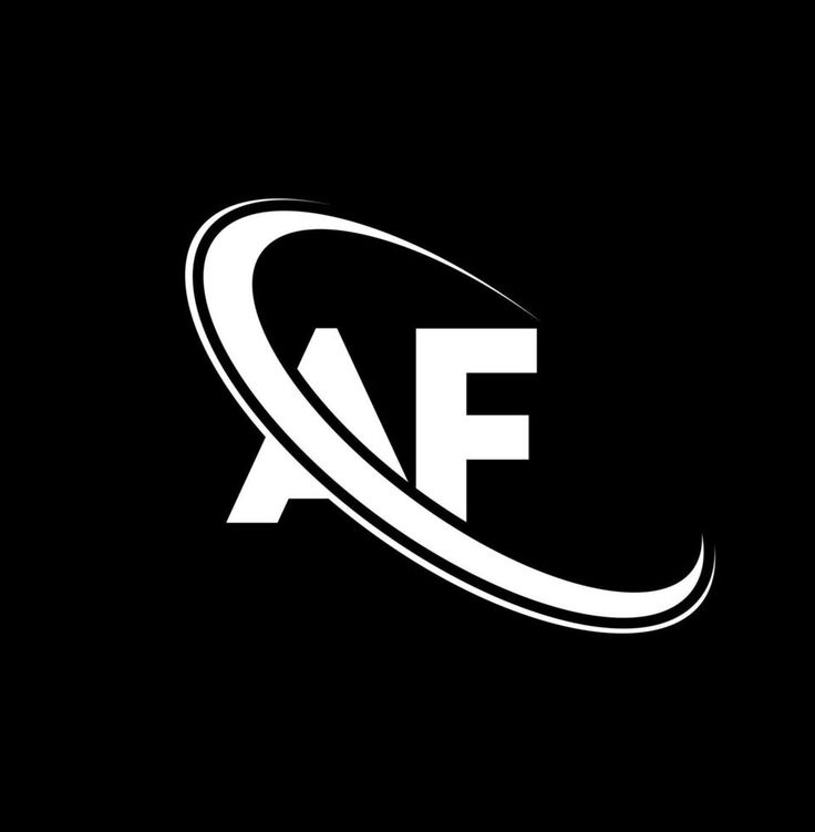 the letter af logo is white on black