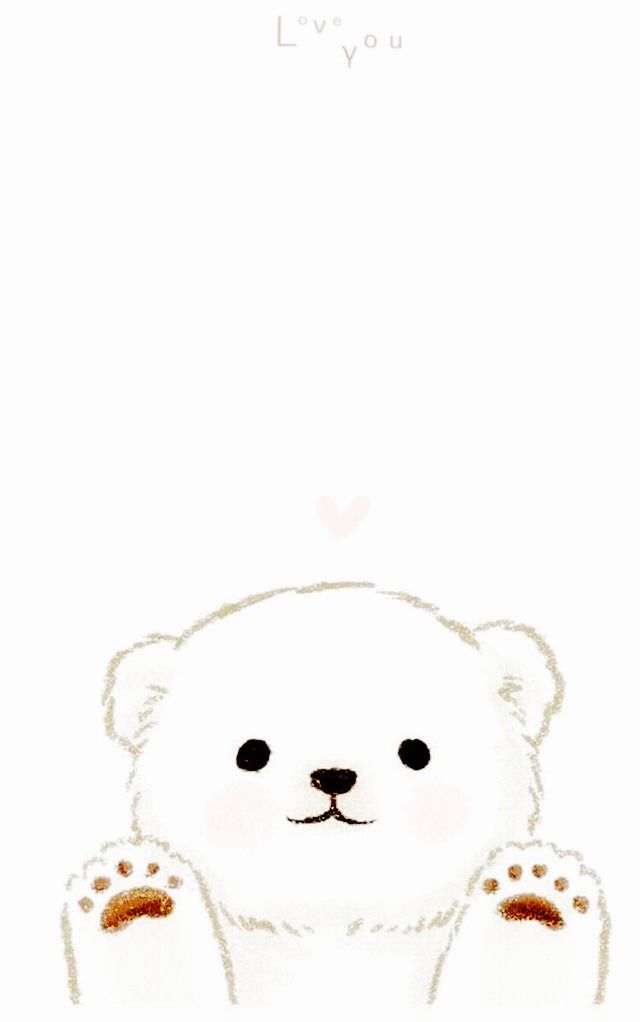 a drawing of a white teddy bear with paw prints on it's chest and eyes