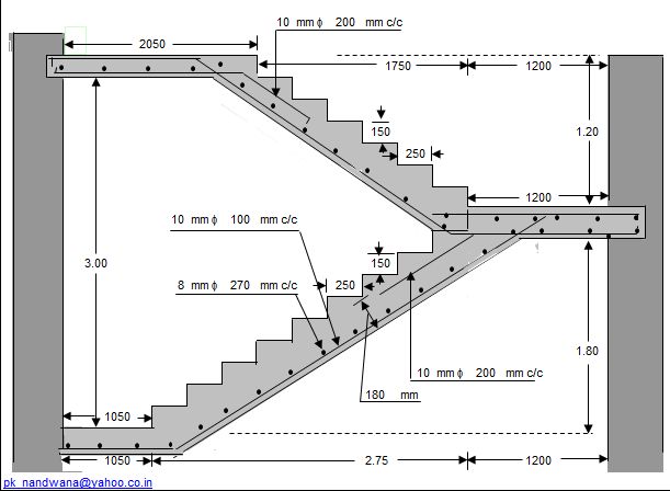 an architectural drawing of a stair case with measurements for the steps and handrails