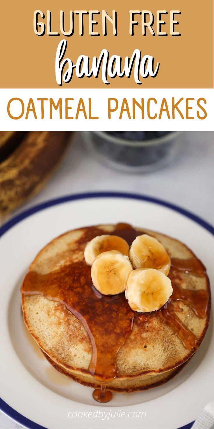 gluten free banana oatmeal pancakes on a plate