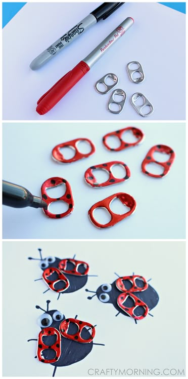 ladybug crafts for kids to make with paper and scissors, including eyeballs