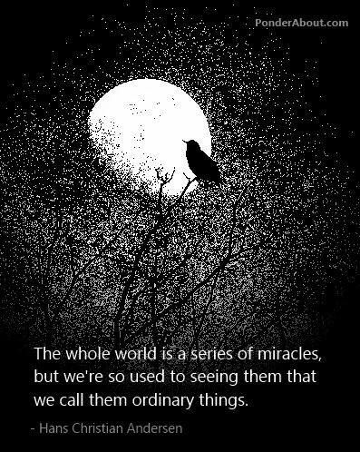 the whole world is a series of miacles, but we're so used to seeing them that we call them ordinary things