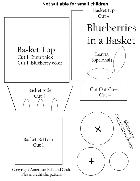 the blueberries in a basket cut out pattern is shown with instructions to make it