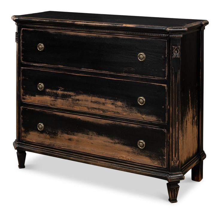 American Home Furniture | Sarreid - Fisher Commode With Onyx Finish Dental Molding, Carved Beds, Elegant Outdoor Furniture, Pine Dresser, Ring Pulls, French Country Furniture, Solid Wood Dresser, Painted Chest, Shabby Chic Dresser