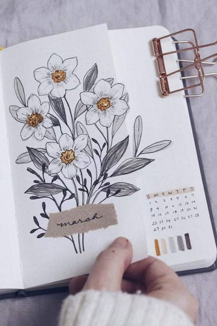 Jolie page de garde florale pour Bullet Journal March Bullet Journal, Bullet Planner, Bullet Journal Aesthetic, Bullet Journal Diy, Bullet Journal Notebook, Bullet Journal Design Ideas, Bullet Journal School, Bullet Journal Themes, Bullet Journal Writing