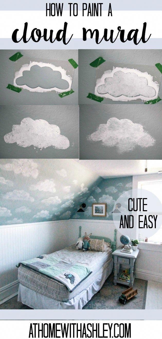 how to paint a cloud mural in the bedroom