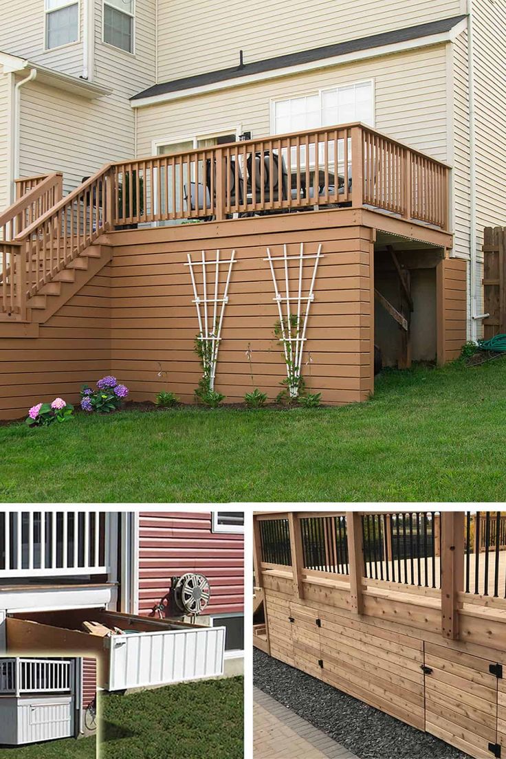 the steps and railings on this deck are made out of wood