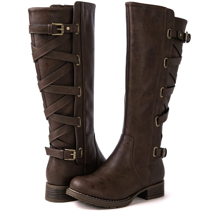 PRICES MAY VARY. 100% Vegan Premium Synthetic Leather Upper: These Globalwin Women’s Riding Boots Are Made Of High Quality Italian Faux Leather, They Provide The Privilege Of Luxury As Well As Up-To-Date Fashion. Built For Comfort All Day Long: Fashion Boots Are Not Just For A Chic Look But Also Need To Be Practical. The Knee High Tall Boots Are Set On Low Heels. TPR Sole,With Cushioned Footbed And Perfect Amount Of Padding, You Will Be Able To Walk All Day Long With Ease In Comfort. Versatile S Archery Outfit, Heals Shoes, Brown Knee Boots, High Fashion Boots, Low Heel Boots, Fantasy Outfits, Ladies Boots, Buckle Ankle Boots, Motorcycle Riding