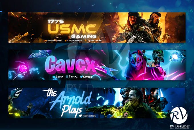 Rvdesigner: I will design an ultimate gaming banner for youtube twitch ...