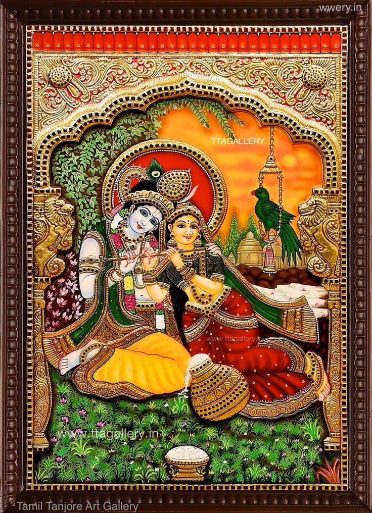 Radhakrishna Tanjore Painting, Tanjore Painting Of Radha Krishna, Radha Krishna Tanjore Paintings, Thanjavur Painting, Pongal Celebration, Tanjore Paintings, Grand Parents, Kerala Mural Painting, Staircase Wall