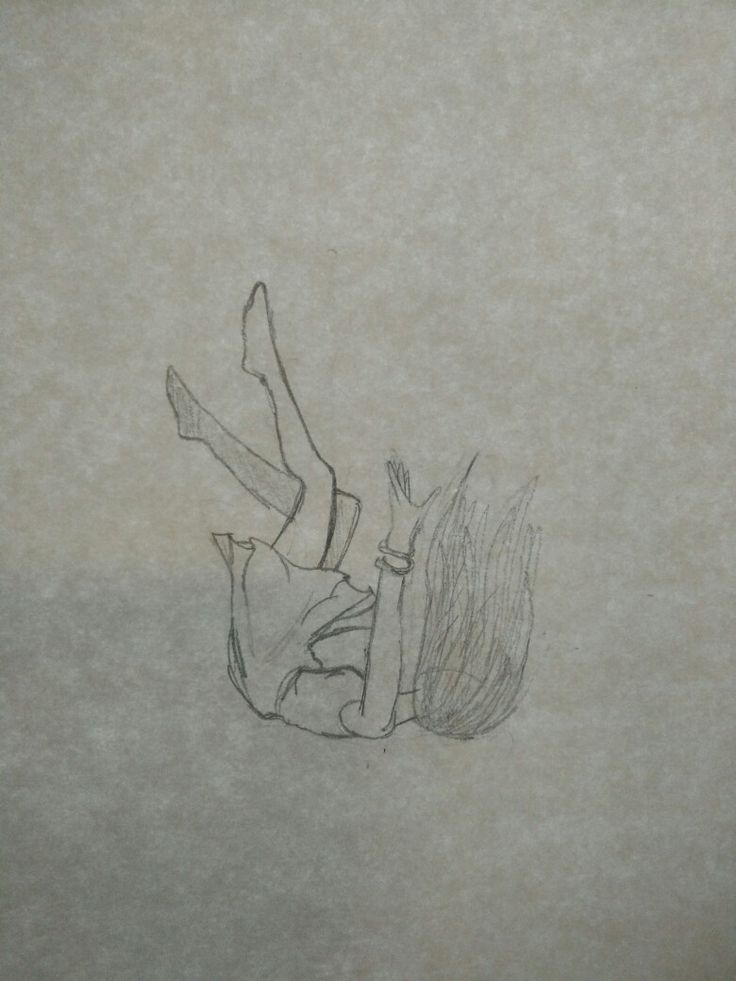 a pencil drawing of a woman laying on her back with her legs up and head down