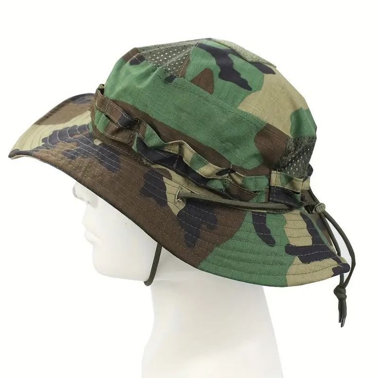 The jungle boonie hat from the Military Place is made of a polyester cotton blend with an adjustable chin strap and cordlock for an easy fit Decoration Sewn Webbing: Crown has nylon loops for extra camouflage or carrying small items Great Ventilation: These hats feature screen vents to keep you dry. The wide brim provides protection from the sun High Performance Bucket Hat: It is perfect for the beach, pool, fishing, hiking, camping, walking, hunting, gardening or any outdoor sports and activities one size fits most. We offer 100% money back guarantee ,and a 30 days free return . We appreciate your business ,and thank you for visiting THE MILITARY PLACE.