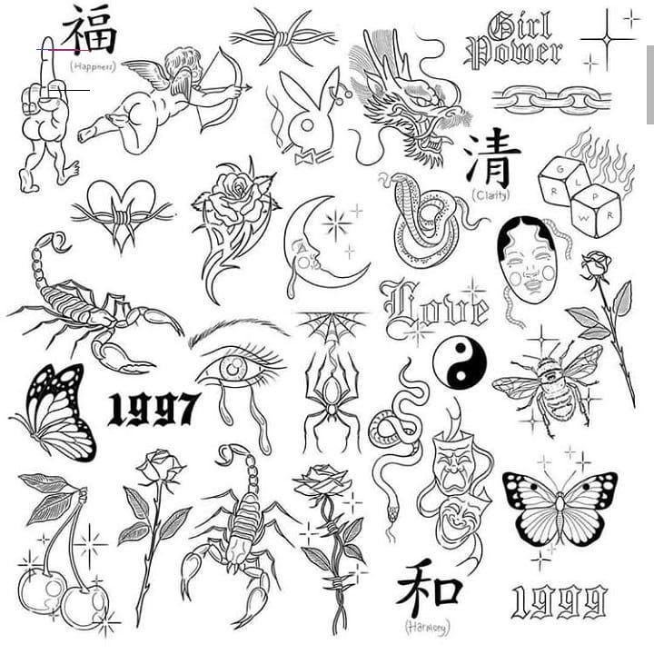 an image of tattoos with chinese writing on them