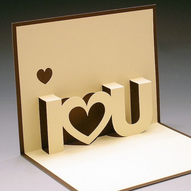 a pop up card with the word i love you