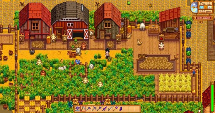 an old computer game with farm scenes