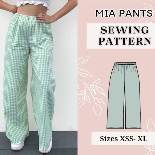 the sewing pattern is designed to be made in two different fabrics, and includes wide legged pants