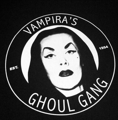 the logo for vampire's ghoul gang is shown in black and white