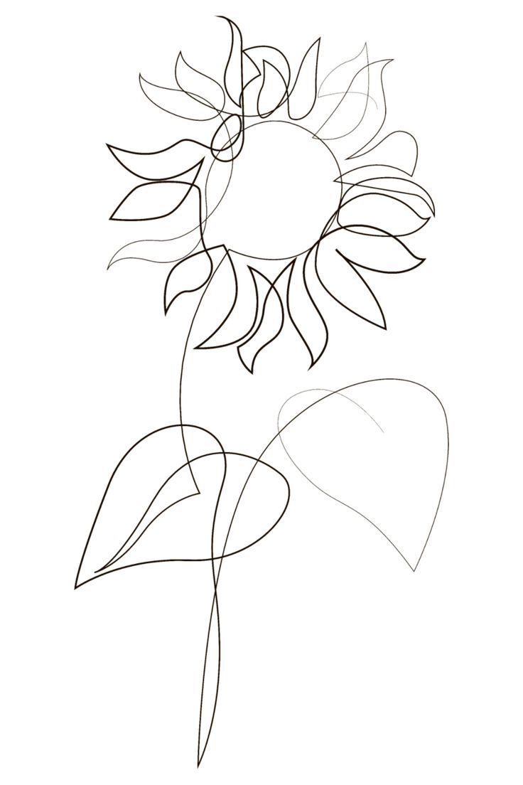 a drawing of a sunflower on a white background