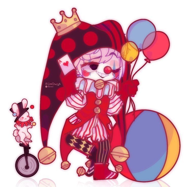 an image of a clown with balloons and a bike