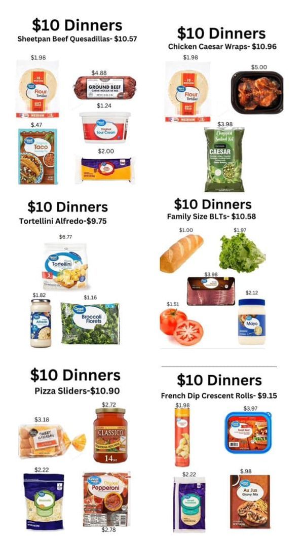 the grocery flyer has many different items on it, including pizzas and other foods