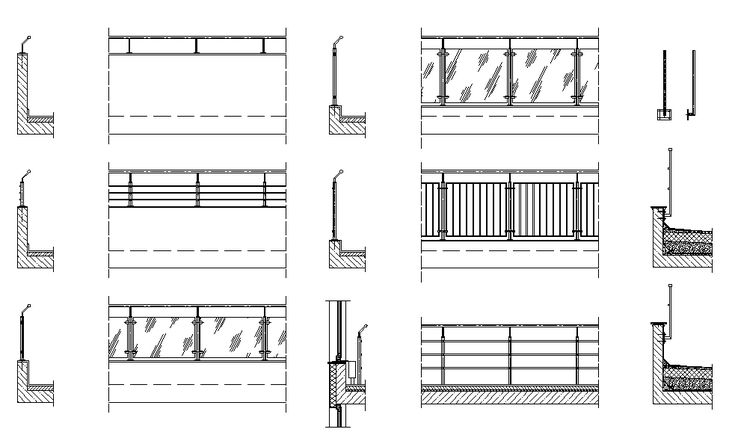 some drawings of different types of benches and railings, all in black and white