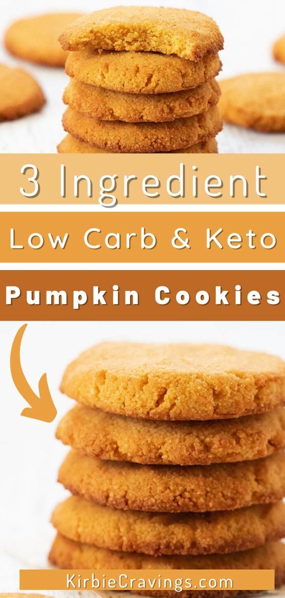 three ingredient low carb and keto pumpkin cookies stacked on top of each other