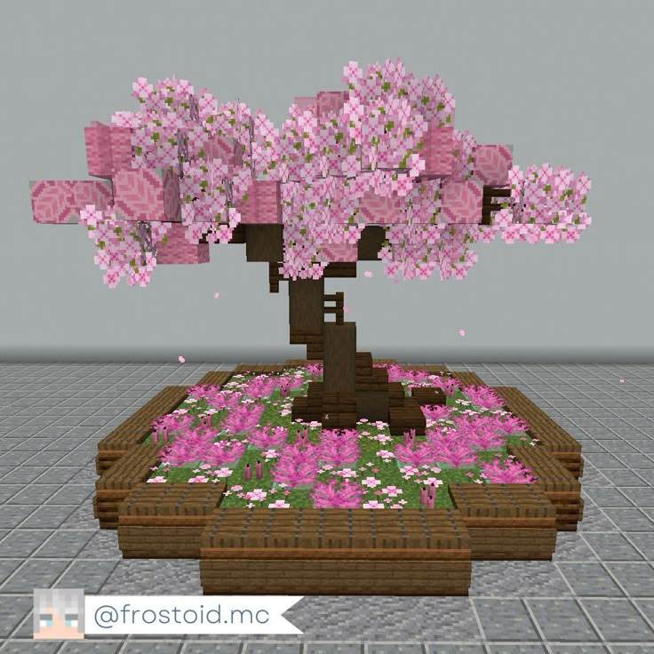 Custom Cherry Blossom Tree Minecraft, Minecraft Cherry Blossom Tree, Minecraft Tree, Minecraft Kingdom, Minecraft Garden, Minecraft Statues, Bangunan Minecraft, Cool Minecraft Creations, Minecraft Room