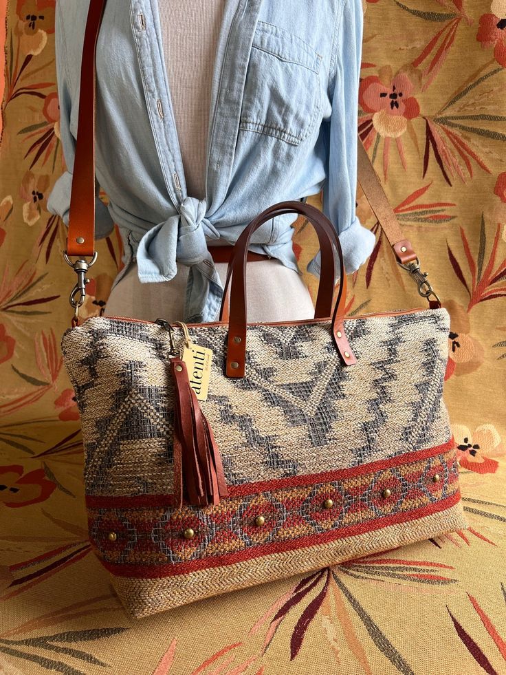 Atenti Buddy - Chapparal - Dream Weaver Yarns LLC Bohemian Satchel Shoulder Bag For Trip, Natural Satchel With Removable Pouch For Travel, Natural Travel Satchel With Removable Pouch, Bohemian Duffle Bag With Leather Handles For Daily Use, Bohemian Travel Bag With Leather Handles For Everyday, Bohemian Satchel Bag For Trips, Adjustable Strap Tote Shoulder Bag For Trip, Tote Satchel With Leather Handles For Trip, Weekend Tote Shoulder Bag With Leather Handles