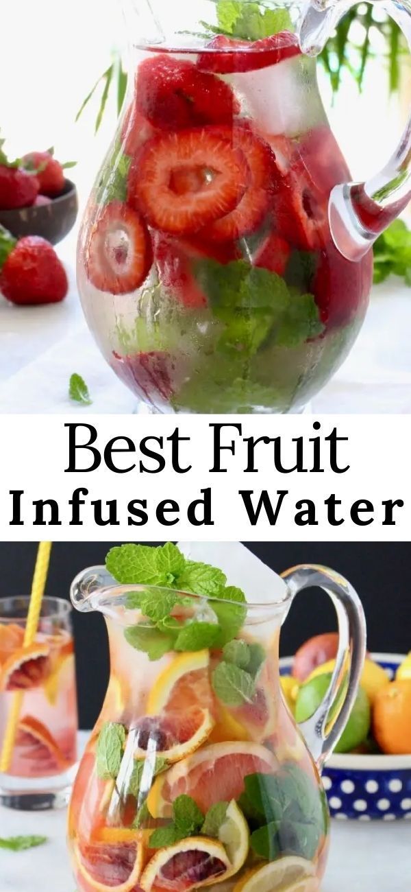 the best fruit infused water is in a pitcher