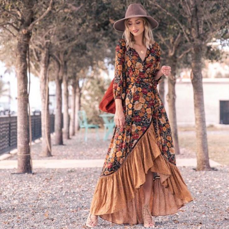 Vintage Print Dress, Look Boho Chic, Boho Sundress, Beach Bohemian, Mode Hippie, Looks Country, Boho Dresses Long, Stil Boho, Bohemian Maxi