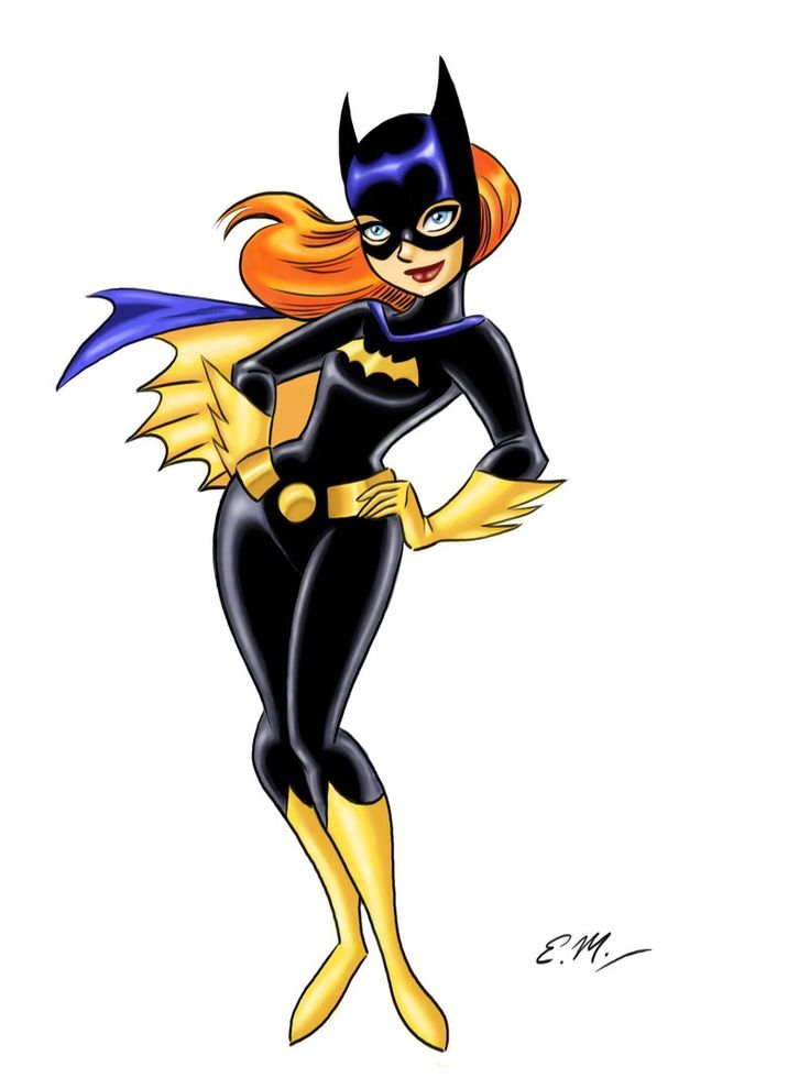 the batgirl from dc comics is standing with her hands on her hips and looking at the