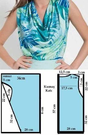 a woman is wearing a blue top and has her hands on her hips, with the measurements