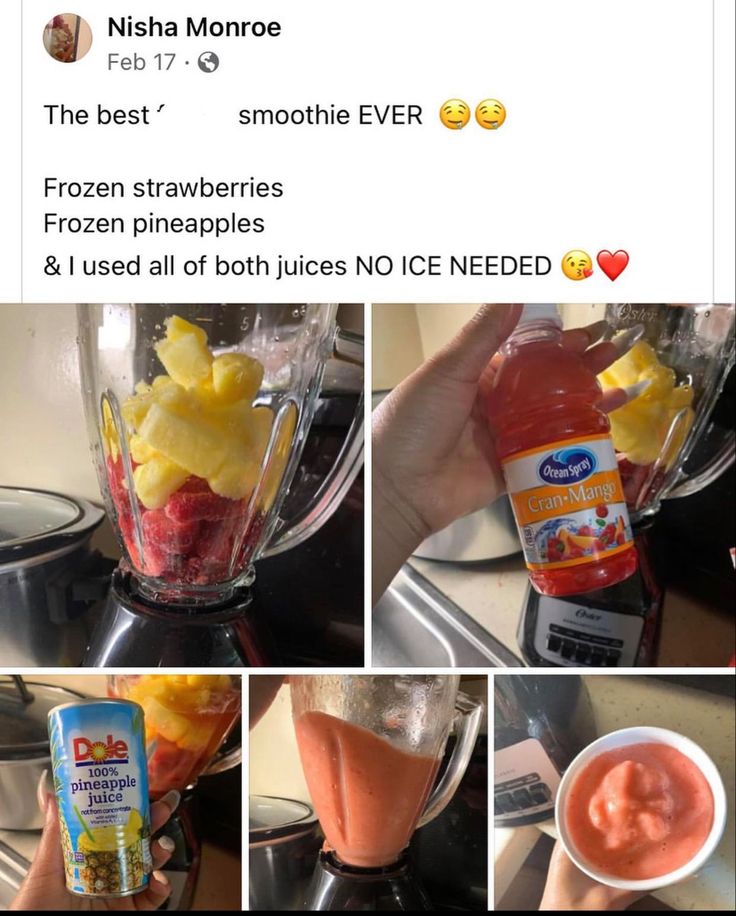 the blender has frozen pineapples and juice in it