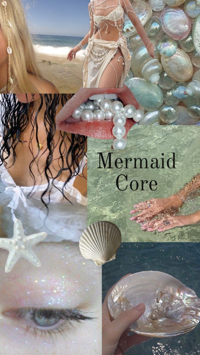 Shells, mermaid, ocean, pearls Mermaid Core Aesthetic, Fashion Sketchbook Inspiration, Beach Wall Collage, H2o Mermaids, Mermaid Wallpapers, Mermaid Kisses, Siren Mermaid, Mermaid Core, Duo Halloween Costumes