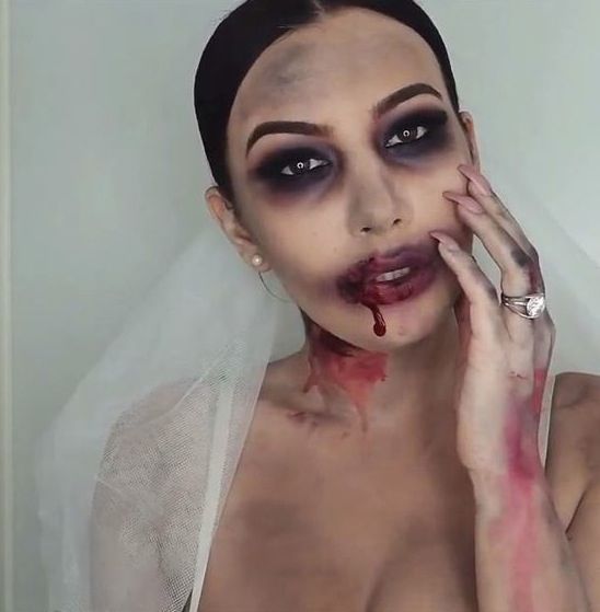 Zombie Bride Makeup, Halloween Makeup Zombie, Halloween Zombie Makeup, Zombie Makeup Easy, Zombie Halloween Makeup, Halloween Makeup Tutorial Easy, Makeup Zombie, Halloween Make-up Looks, Halloween Bride