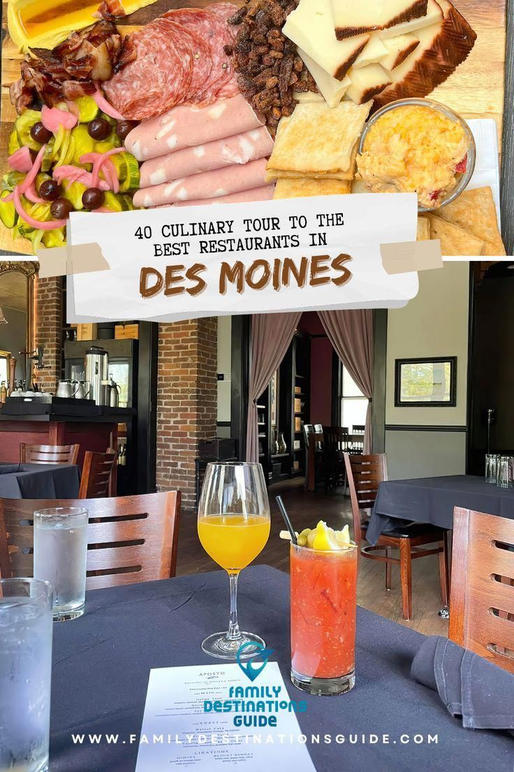 there is a sign that says des monnes and it has food on the table