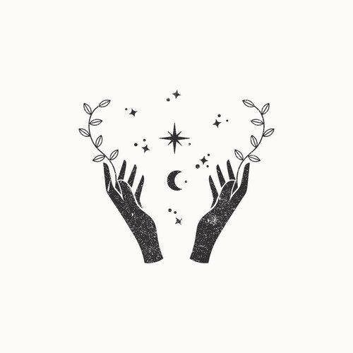 two hands holding stars and leaves in the shape of a heart