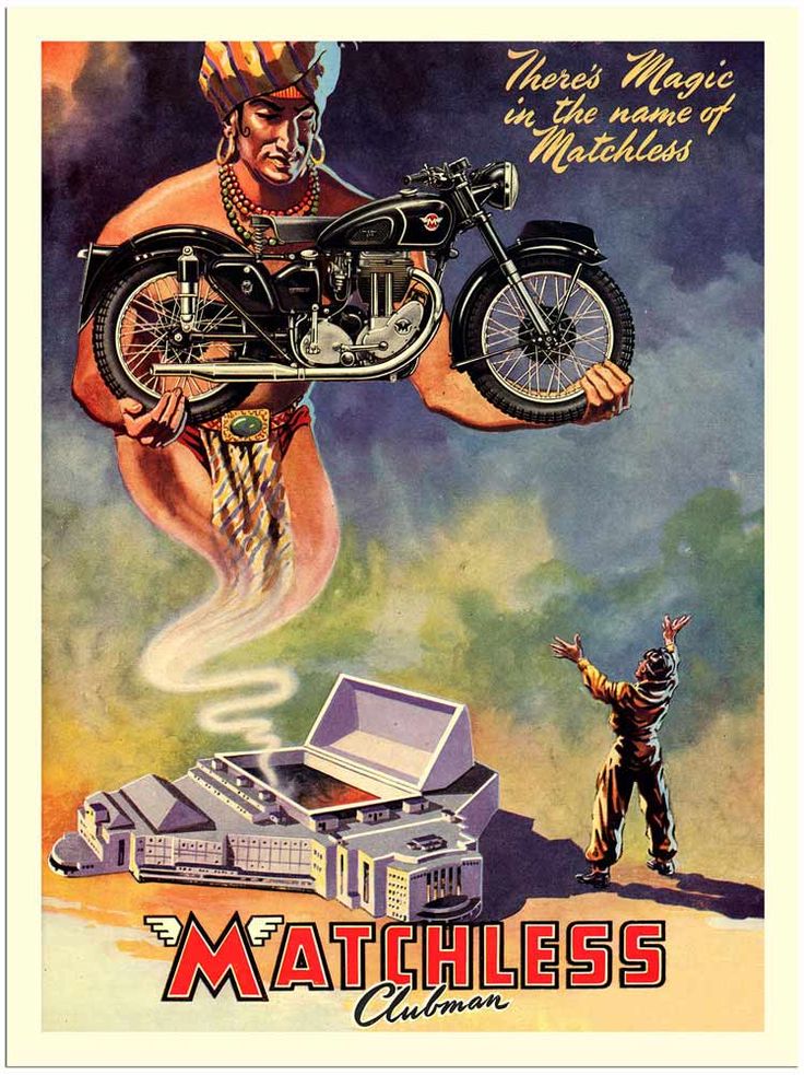 an advertisement for the motorcyclist's motorcycle, featuring a man flying over a car