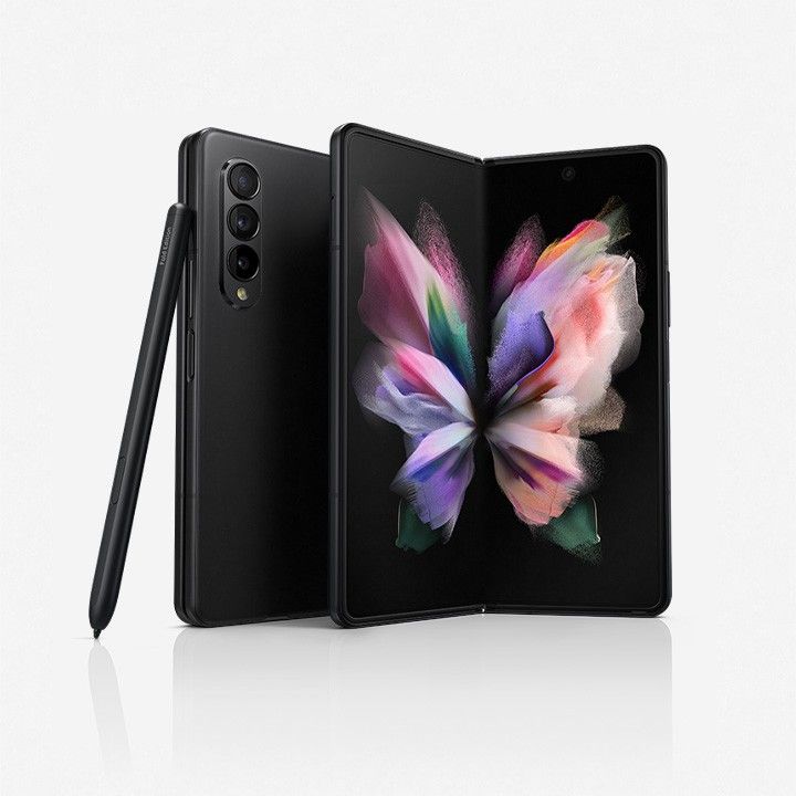 the samsung galaxy z fold 3 phone is shown with an image of a flower on it