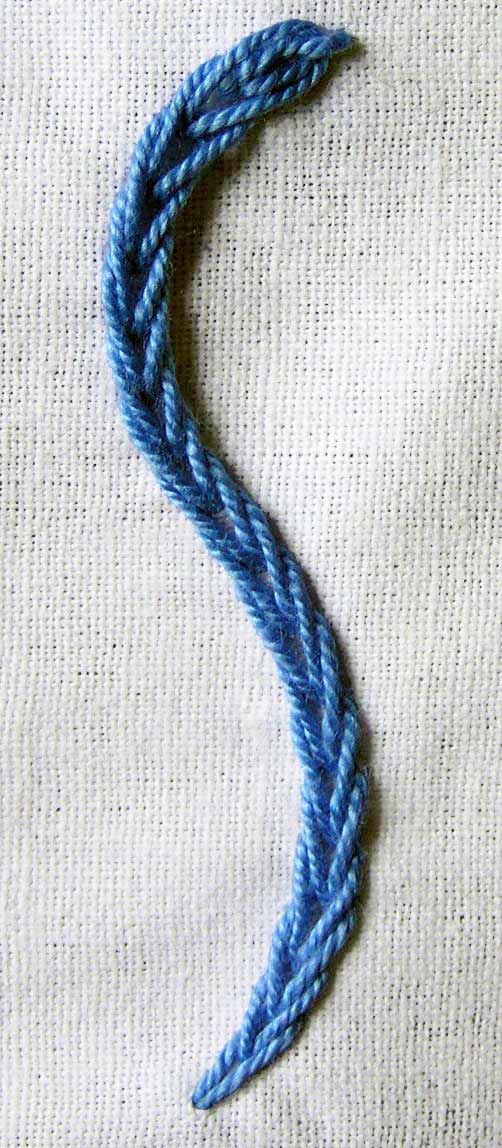 a piece of blue thread on top of a white cloth