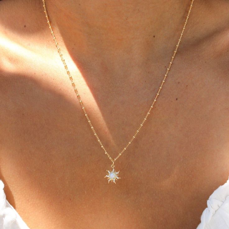 Embrace your inner princess with our Cassie Necklace. She features a gold filled chain, which makes it an elegant everyday necklace. Its dainty opal sun charm easily adds a pop of color to any outfit, ensuring you always stand out. This shiny piece is perfect for necklace layering or equally beautiful worn alone. Best of all, this necklace is tarnish free! • Single Gold filled chain (of choice) with charm• Gold Filled• Bead Chain Length: 20"• Twist Chain Length: 16" + 1" extender (to make adjust Body Sweat, Sun Charm, Princess Necklace, Normal Body, Steel Gifts, Gold Sun, Necklace Layering, Everyday Necklace, Bead Chain