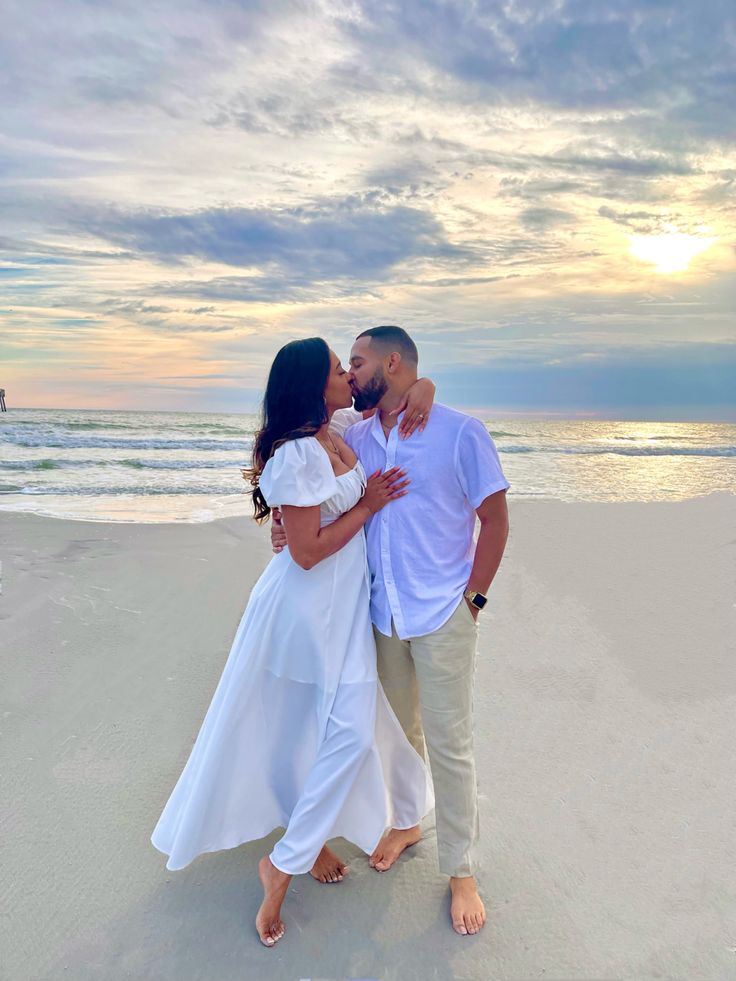 Beach engagement love wedding fiancé wedding photography Beach Engagement Photoshoot Black Couple, Beach Outfit For Couples, Beach Engagement Photos Black Couples, Beach Outfit Couple, Couple Beach Pictures Outfits, Simple Engagement Photos, Fun Beach Pictures, Beach Engagement Photos Outfit, Engagement Photos On The Beach